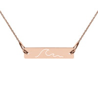 Engraved Silver Bar Chain Necklace