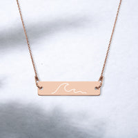 Engraved Silver Bar Chain Necklace