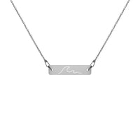 Engraved Silver Bar Chain Necklace