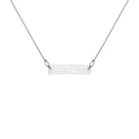 Engraved Silver Bar Chain Necklace