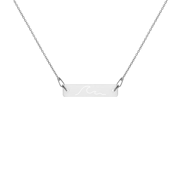 Engraved Silver Bar Chain Necklace