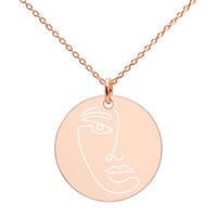 Engraved Silver Disc Necklace
