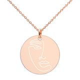 Engraved Silver Disc Necklace