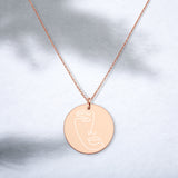 Engraved Silver Disc Necklace