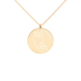 Engraved Silver Disc Necklace