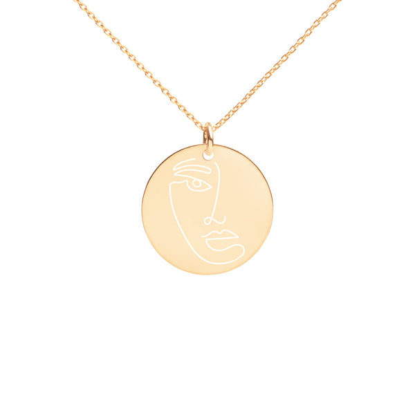 Engraved Silver Disc Necklace