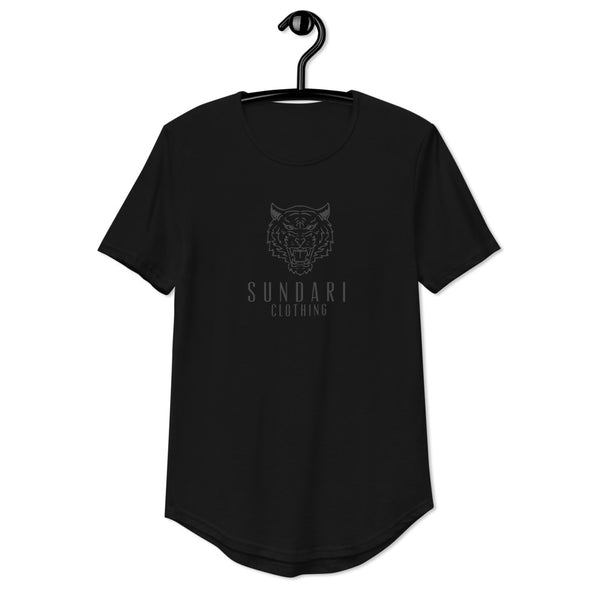 Men's Curved Hem T-Shirt with Full Black Logo